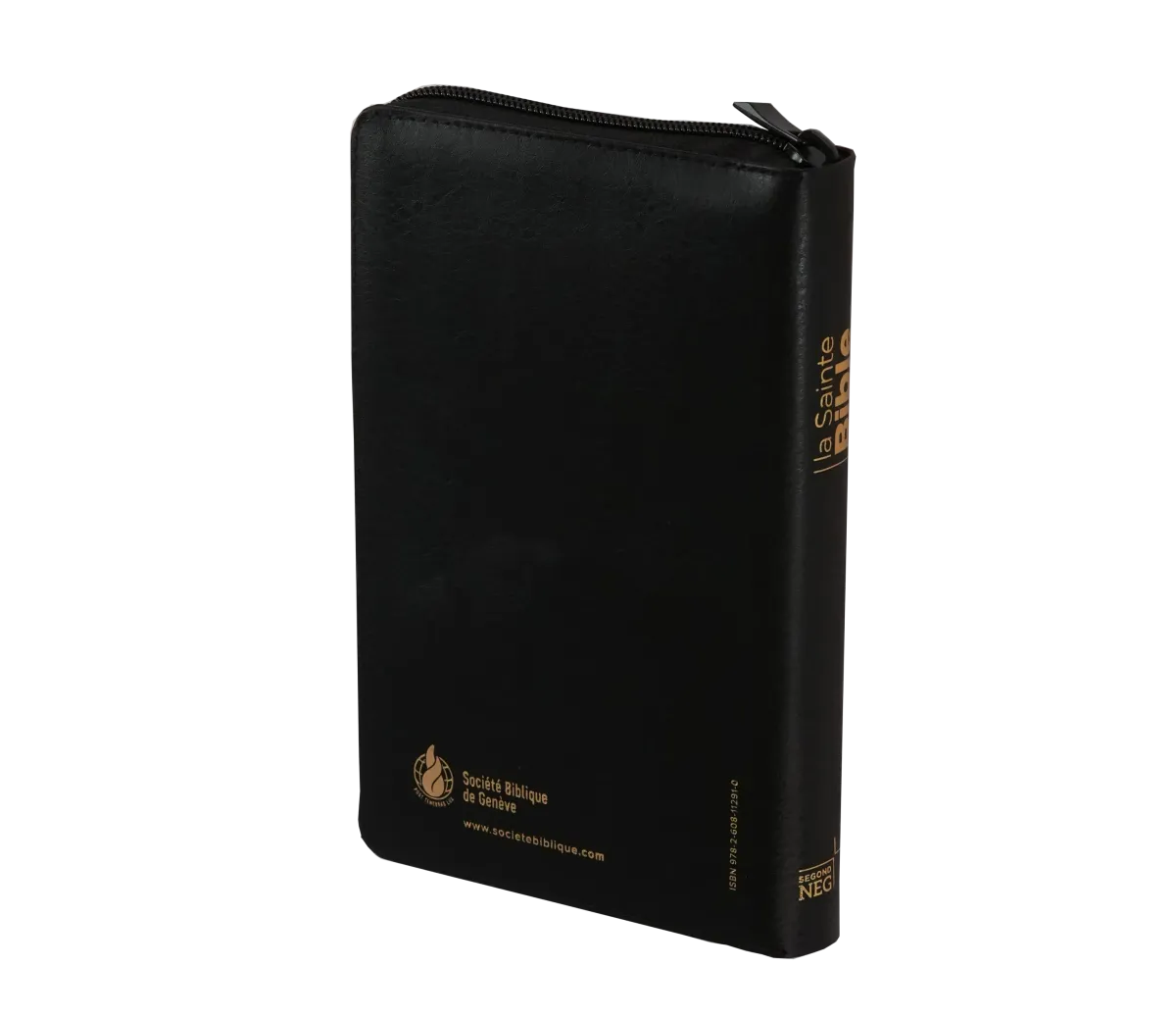 Bible NEG souple noir or onglets zip