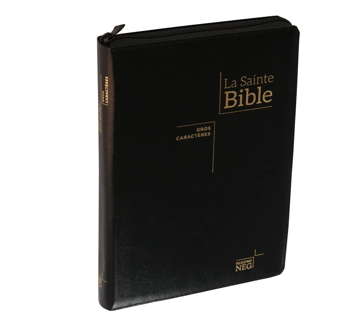 Bible NEG gros caractères souple noir or onglets zip