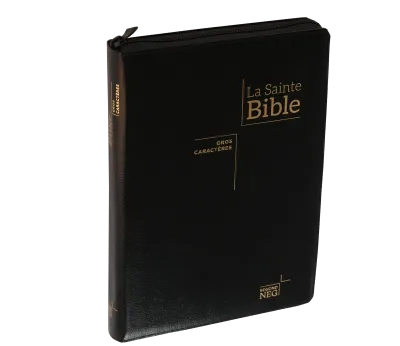 Bible NEG gros caractères souple noir or onglets zip