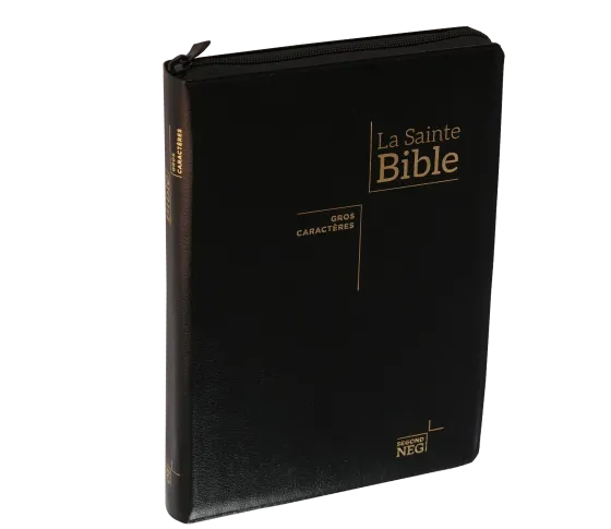 Bible NEG gros caractères souple noir or onglets zip
