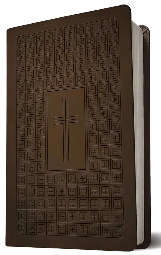 NLT Bible premium value thinline dark brown cross