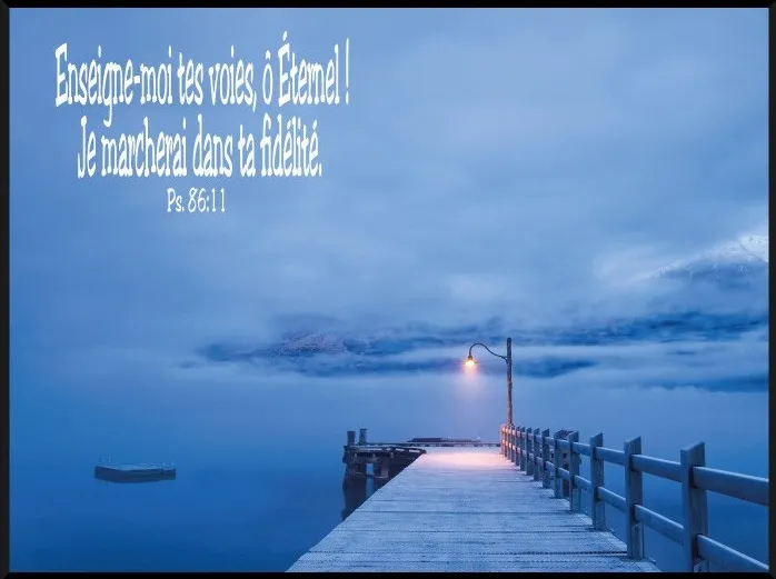 Cadre bois Enseigne-moi tes voies... (bord bleu) - Ps.86:11