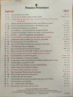 Calendrier - Pensées précieuses