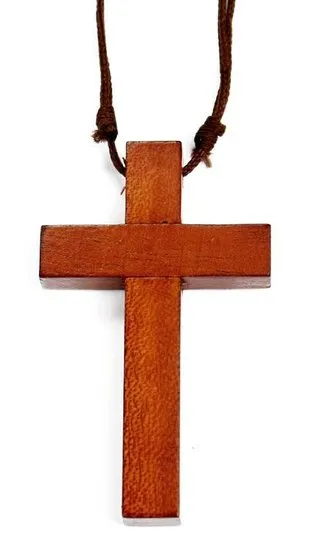 Collier Croix Bois foncé 4 cm + corde