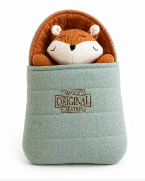 Doudou renard dans sa couette - I am God's original creation