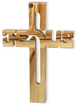 Croix Jesus en bois d'olivier