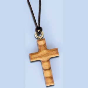 Collier croix bois d'olivier 3.5cm