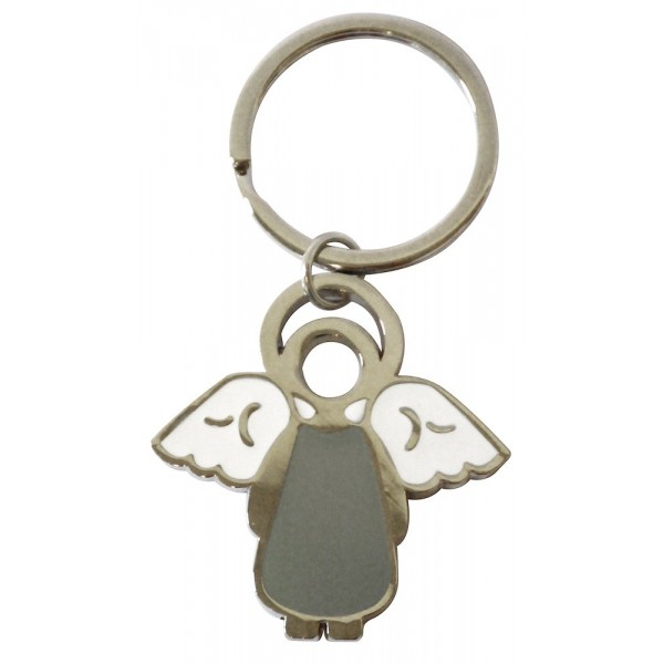 PORTE-CLES ANGE GRIS EN METAL 5X5