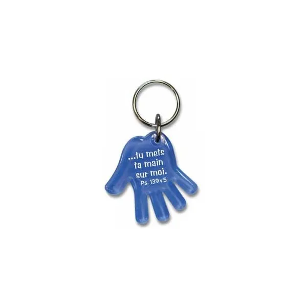 Porte-clés main bleu - Ps 139:5