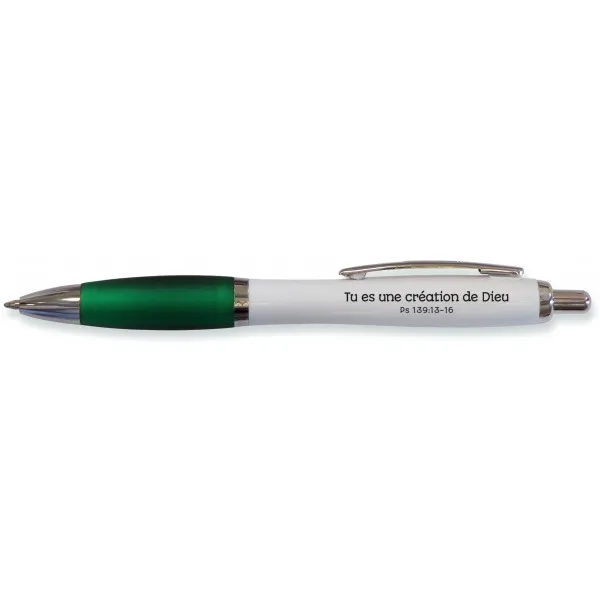 Stylo Rom vert Tu es une création de Dieu - Ps139.13-16