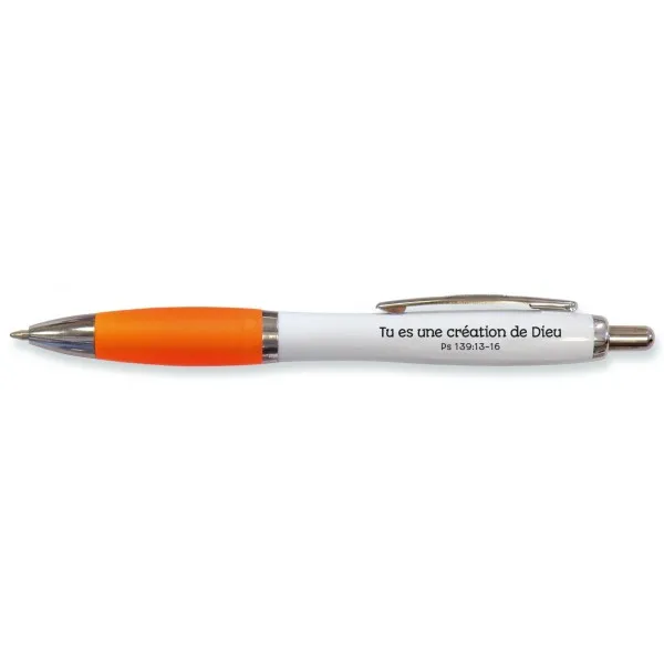 Stylo ROM orange Tu es une création de Dieu - Ps. 139:13-16