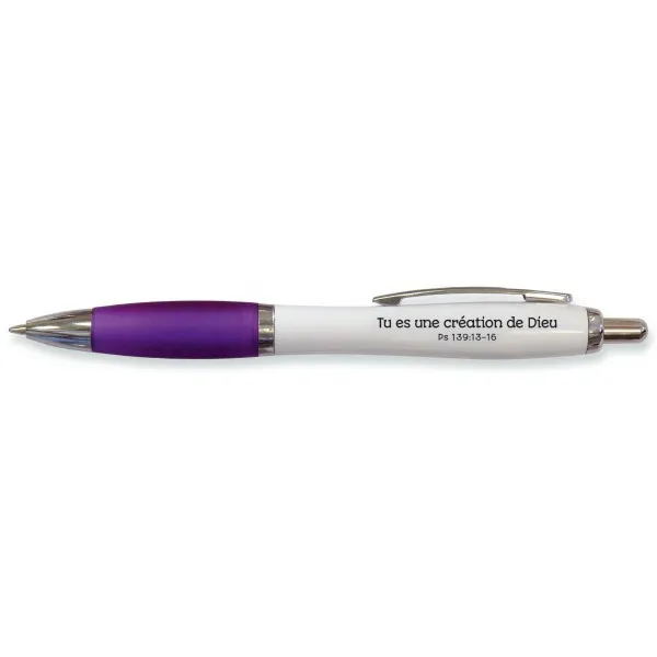 Stylo ROM lilas Tu es une création de Dieu - Ps. 139:13-16