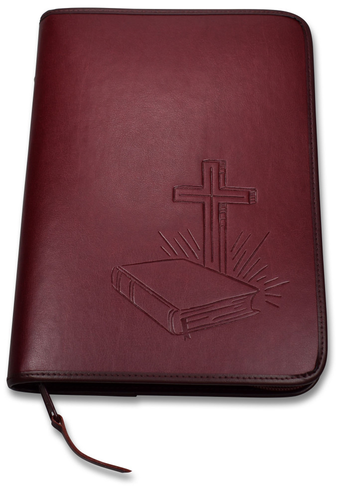 Housse M similicuir Croix/Bible rouge