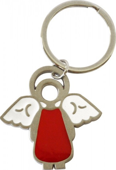 PORTE-CLES ANGE ROUGE EN METAL 5X5CM