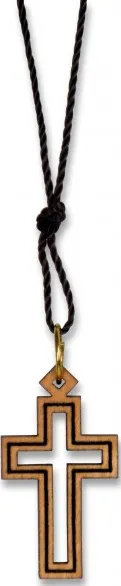 Collier croix creuse bois d'olivier