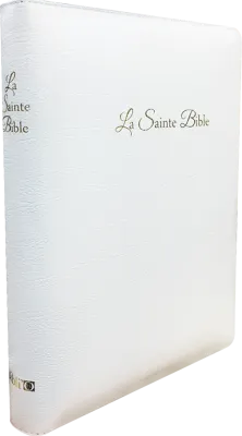 Bible Segond 1910 gros caractères cuir blanc mariage onglets zip or