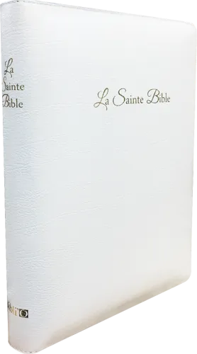 Bible Segond 1910 gros caractères cuir blanc mariage onglets zip or