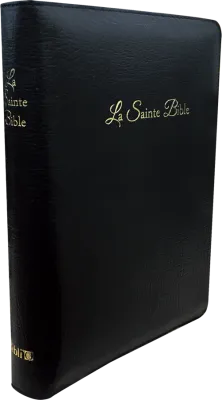 Bible Segond 1910 gros caractères cuir noir mariage zip or onglets