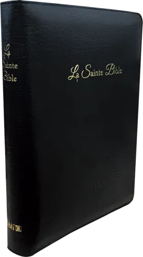 Bible Segond 1910 gros caractères cuir noir mariage zip or onglets