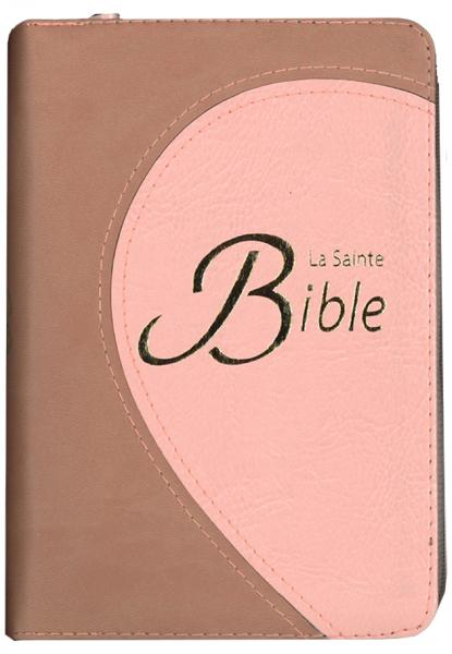 Bible Segond 1910 souple duo saumon or zip