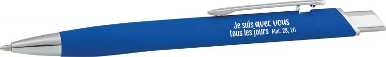 Stylo métal Salomé bleu Je suis avec vous - Matt. 28:20