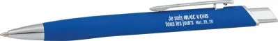 Stylo métal Salomé bleu Je suis avec vous - Matt. 28:20
