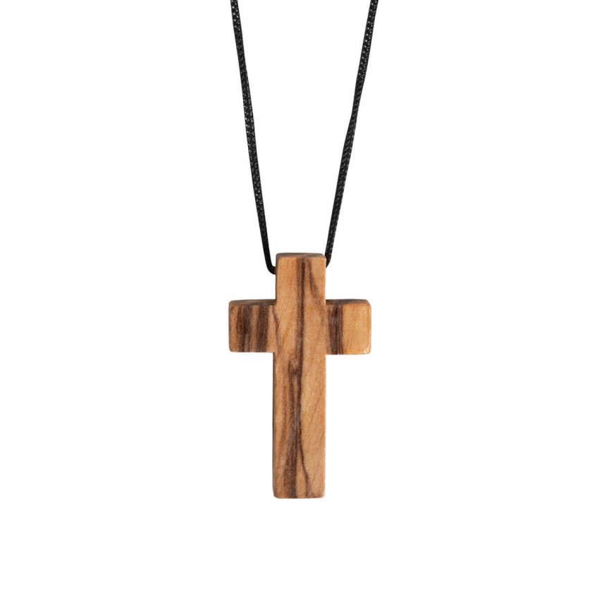 Collier croix bois d'olivier 3.5 cm