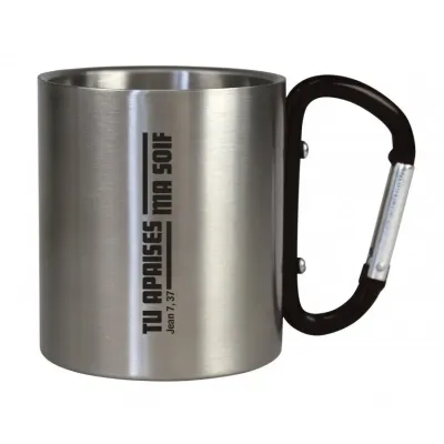 Mug métal camping mousqueton noir Tu apaises ma soif - Jean 7.37
