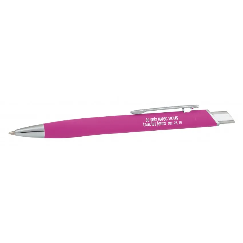 Stylo métal Salomé rose Je suis avec vous - Matt. 28:20