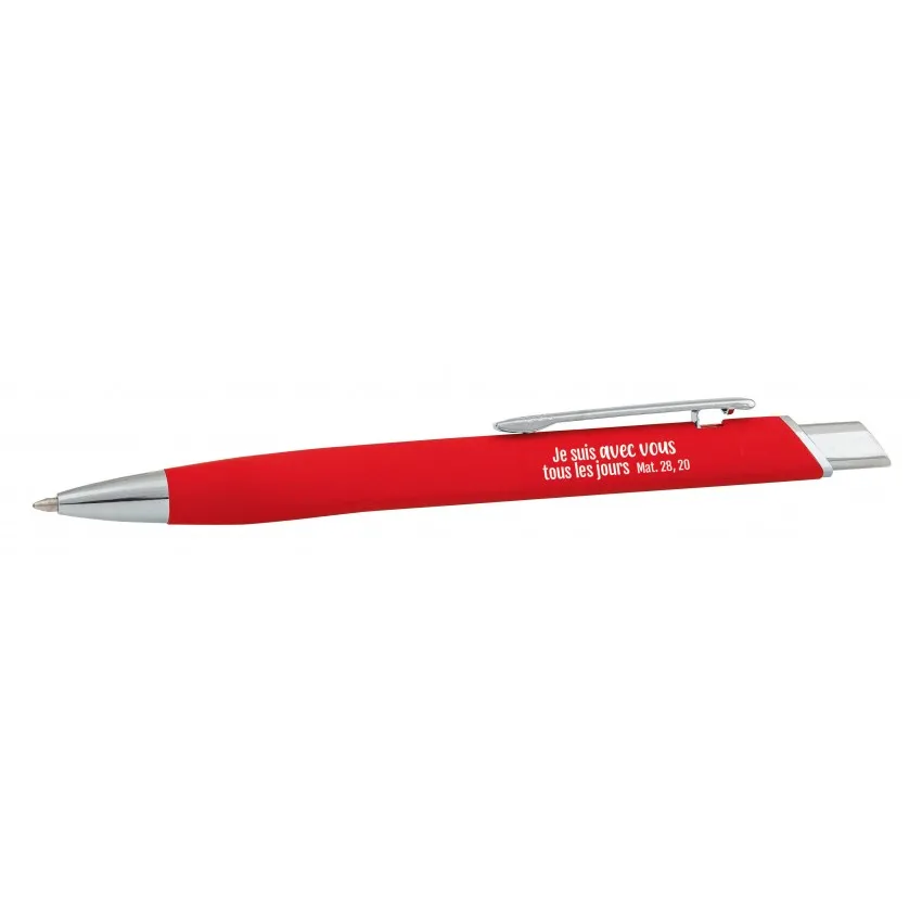 Stylo métal Salomé rouge Je suis avec vous - Matt. 28:20
