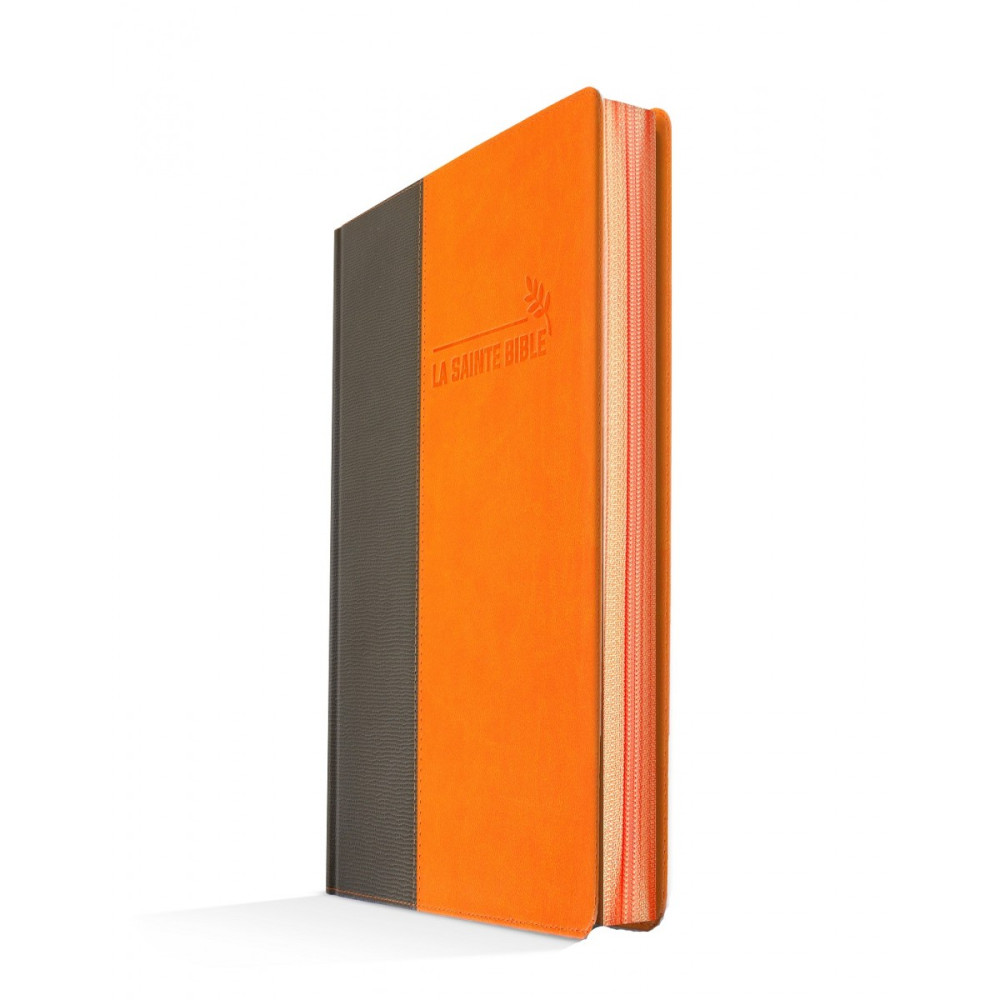 Bible Esaïe 55 confort souple Duo orange/gris zip