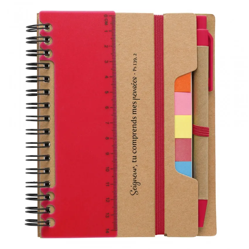 Carnet de notes rouge Seigneur Tu comprends mes pensées - Ps. 139:2