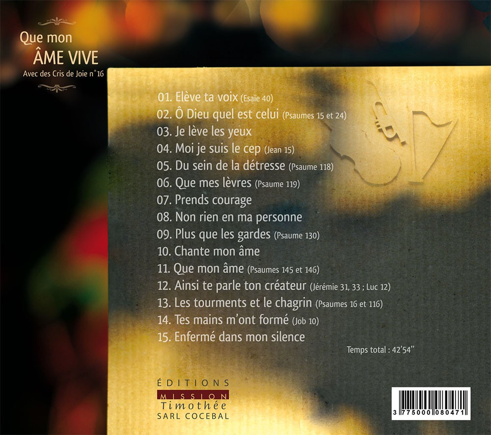 CD Avec des cris de joie - 16 - Que mon âme vive