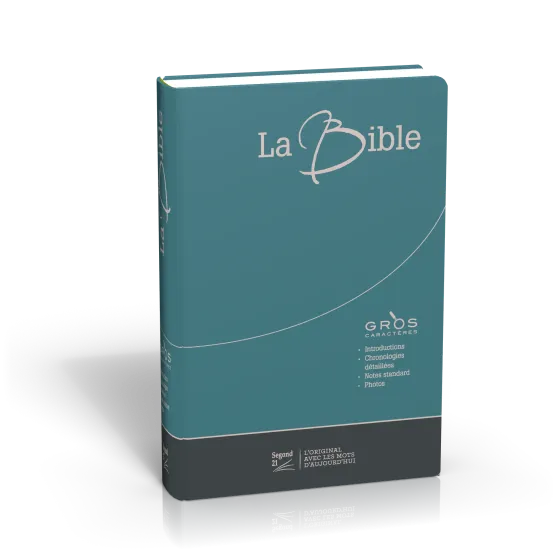 Bible SG21 gros caractères semi rigide duo bleu/gris