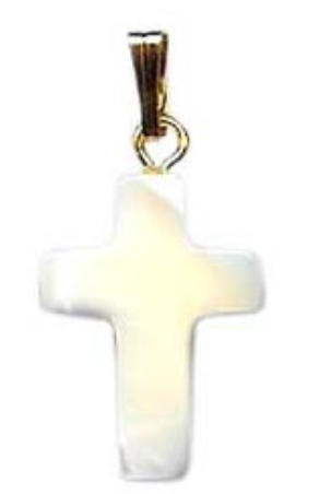 Pendentif croix nacre véritable 25mm