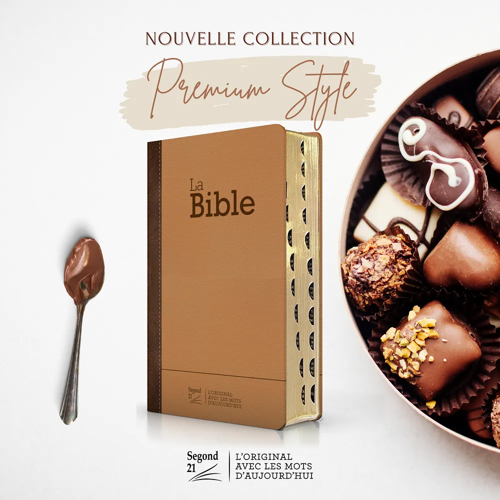 Bible SG21 praliné-chocolat cuir semi-rigide or
