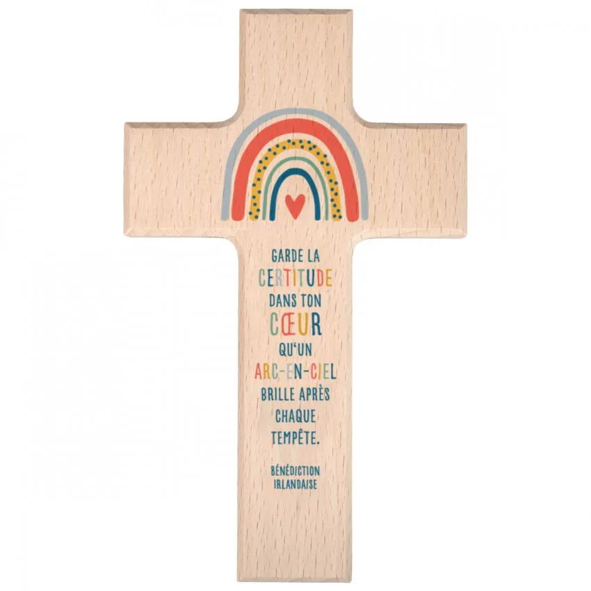 Croix en bois Arc en Ciel