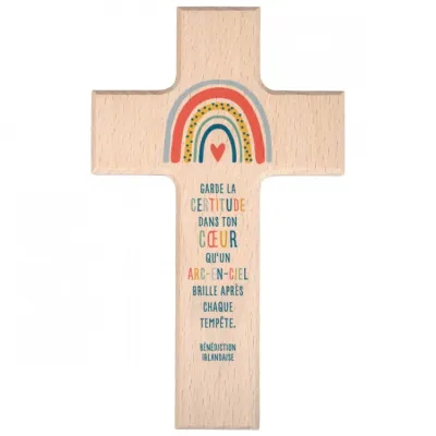 Croix en bois Arc en Ciel