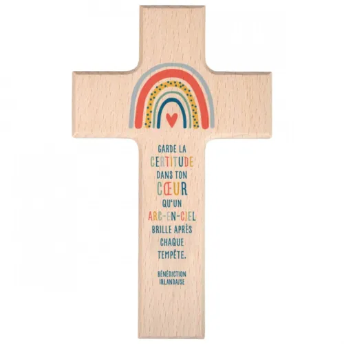 Croix en bois Arc en Ciel