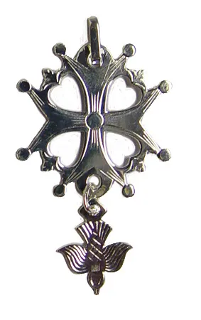 Pendentif croix huguenote argent 23mm