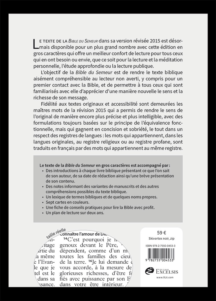 Bible Semeur gros caractères noir zip