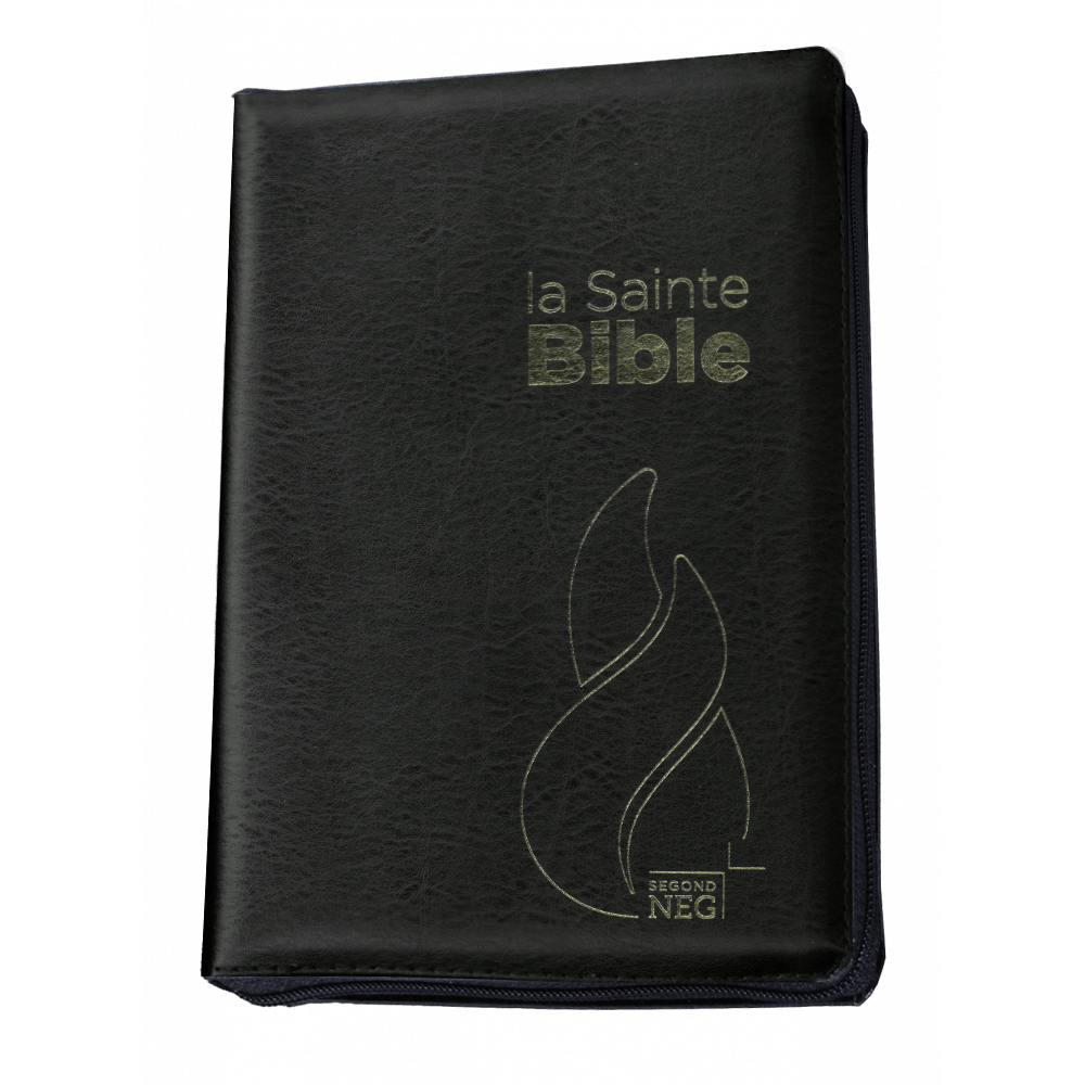 Bible NEG souple noir or onglets zip