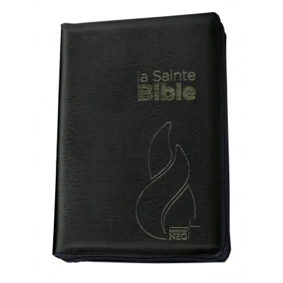 Bible NEG souple noir or onglets zip