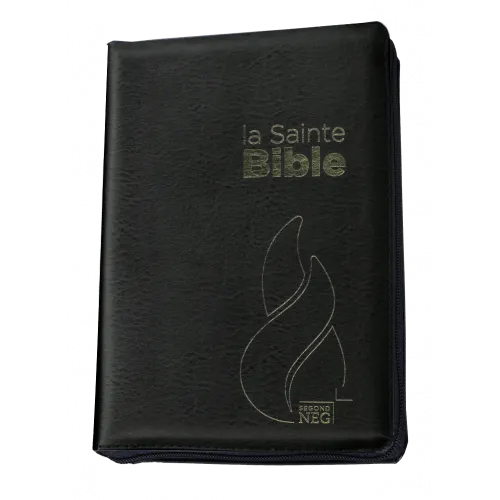 Bible NEG souple noir or onglets zip