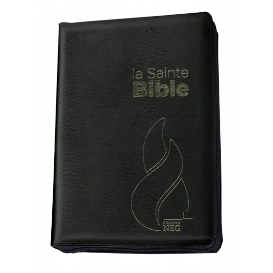 Bible NEG souple noir or onglets zip